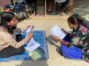 NAMASTE staff conducting evaluation training with Female Community Health Volunteers (FCHVs).